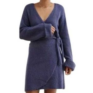 Aerie Alpaca Wool Blend Wrap Sweater Dress